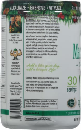 Macrolife Naturals Macro Greens Superfood Supplement Perspective: left