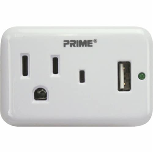 Prime® High-Speed 2.4A USB Charger - White Perspective: left