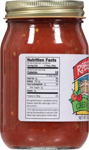 Roberto's Hot Green Chile Salsa Perspective: left