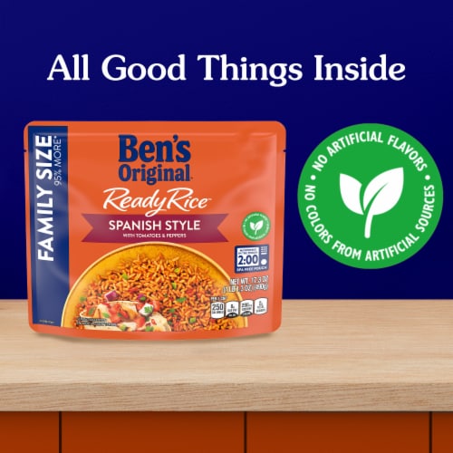 Ben's Original Ready Rice Spanish Style Flavored Rice, Easy Dinner Side, 17.3 oz Pouch Perspective: left