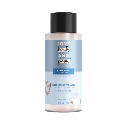 Love Beauty and Planet Silicone & Sulfate-Free Coconut Water & Mimosa Flower Vegan Shampoo Perspective: left