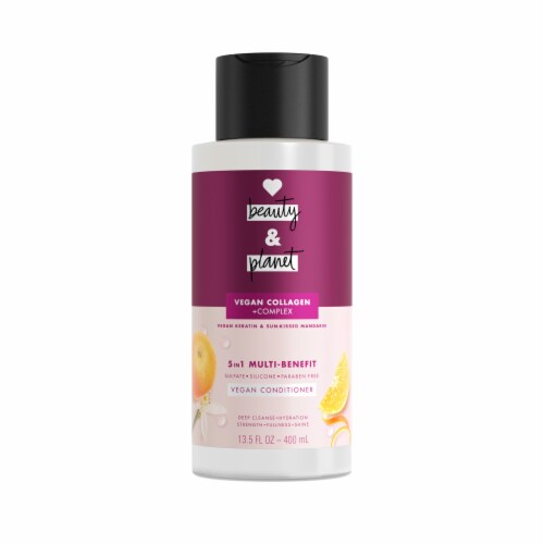 Love Beauty and Planet Vegan Biotin & Sun-Kissed Mandarin Silcone-Free Conditioner Perspective: left