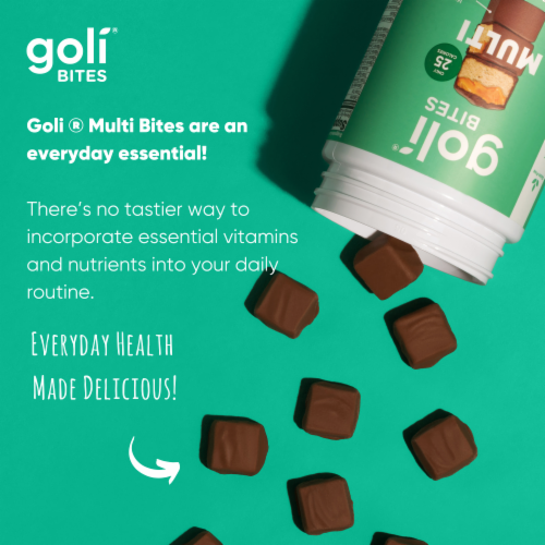 Goli® Nutrition Multi Vanilla Cocoa Chocolate Flavored Dietary Supplement Bites Perspective: left