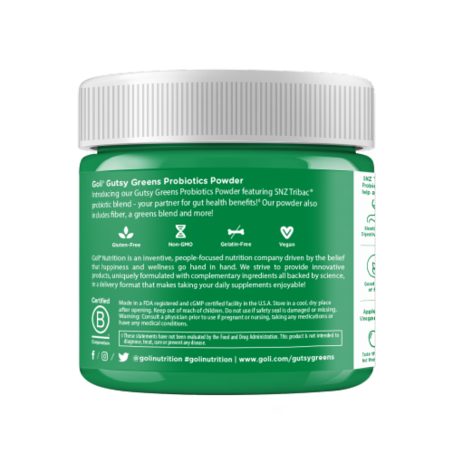 Goli® Nutrition Gutsy Greens Probiotic Powder Perspective: left
