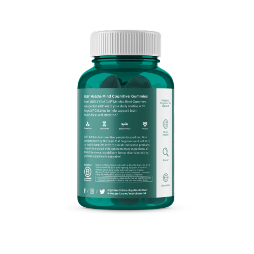 Goli® Matcha Mind 250mg Cognizin Cognitive Gummies Perspective: left
