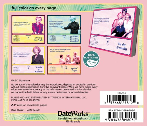 2025 Golden Girls Box Calendar Perspective: left