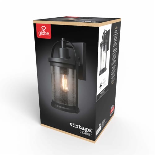Xavier 1-Light Outdoor Indoor Wall Sconce, Matte Black, Seeded Glass Shade Perspective: left