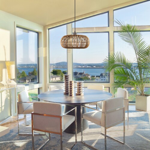 Fitz 1-Light Plug-In or Hardwire Pendant Lighting, Rattan Shade, White Socket Perspective: left