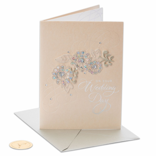 Papyrus (S1) Floral Wedding Card Perspective: left