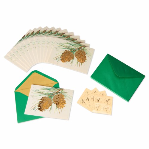Papyrus Holiday Pine Cones Boxed Christmas Cards Perspective: left