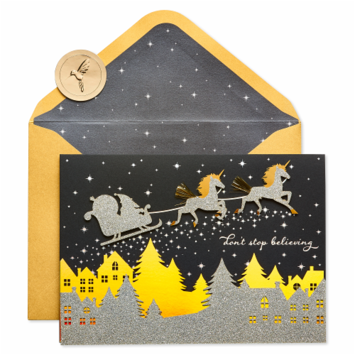 Papyrus (S6) Unicorn Christmas Card Perspective: left