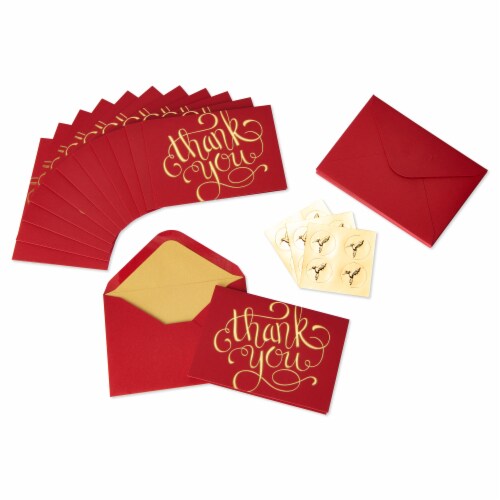 Papyrus Red and Gold Boxed Thank You Cards Perspective: left