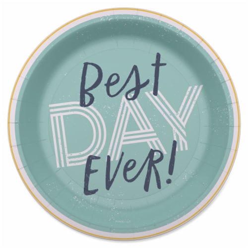American Greetings Paper Plates Best Day Ever on Green Perspective: left