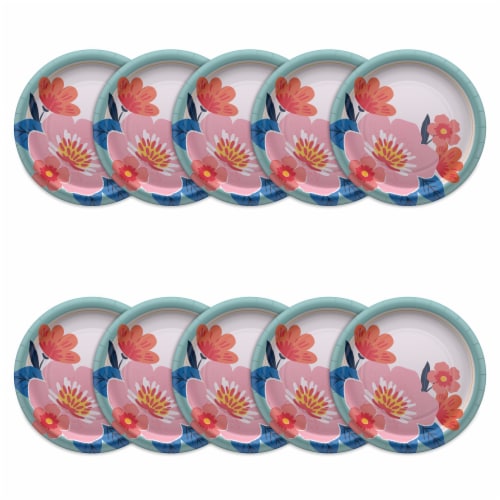 American Greetings Paper Plates Floral Arrangement Perspective: left
