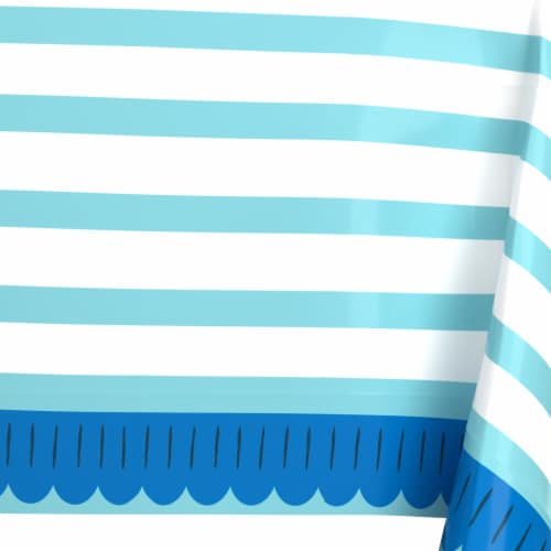 American Greetings Plastic Table Cover Horizontal Green Lines Perspective: left
