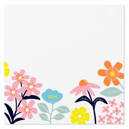 American Greetings Beverage Napkins- Colorful Flowers Perspective: left