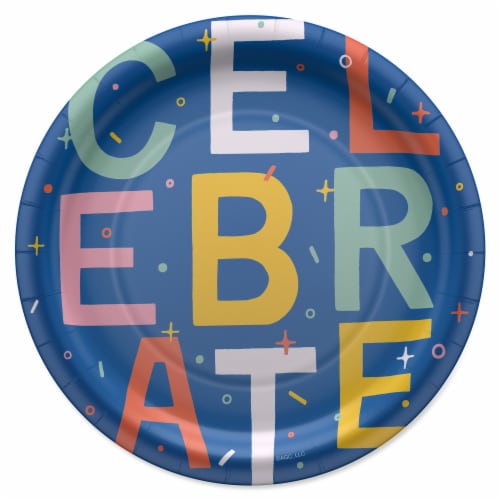 American Greeting Paper Plates- Celebrate on Blue Perspective: left