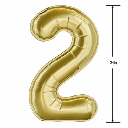 American Greetings Large Gold Foil Number '2' Balloon Perspective: left