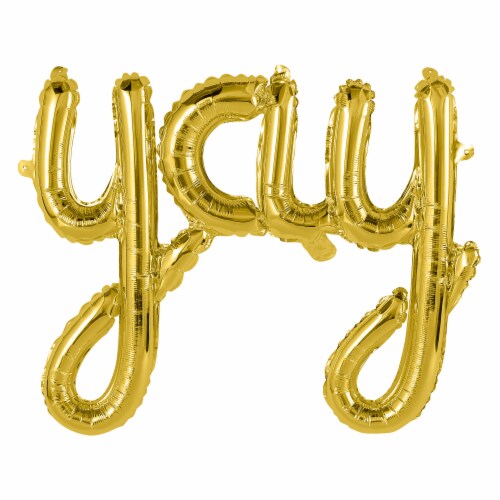 American Greetings Gold 'YAY' Foil Balloon Banner (3-Piece Set) Perspective: left
