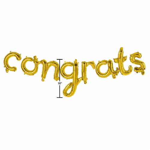 American Greetings Gold 'Congrats' Foil Balloon Banner (8-Piece Set) Perspective: left