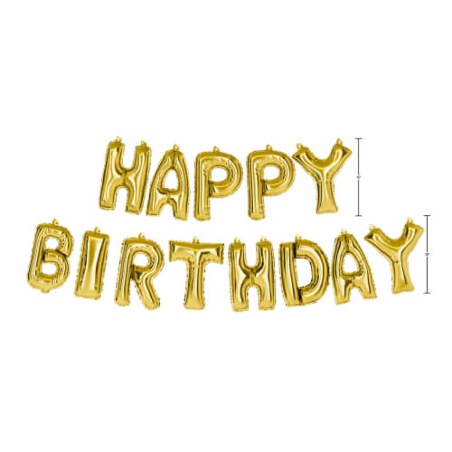 American Greetings Gold 'Happy Birthday' Balloon Banner (13-Piece Set) Perspective: left