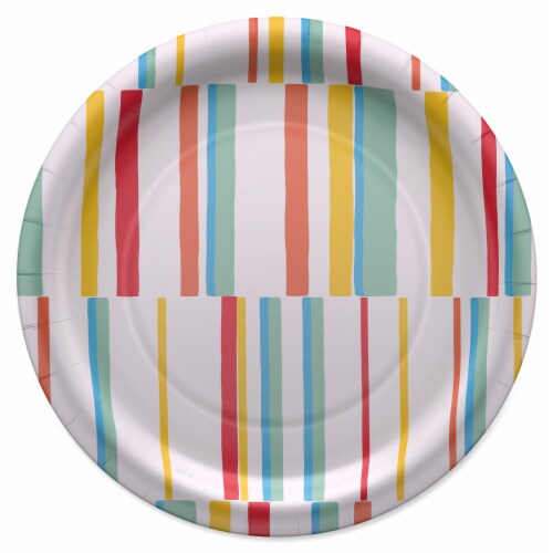 American Greetings Paper Plates Multi-Colored Lines Perspective: left