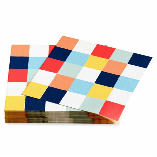 American Greetings 20-Count Beverage Napkins, Colorful Squares Perspective: left
