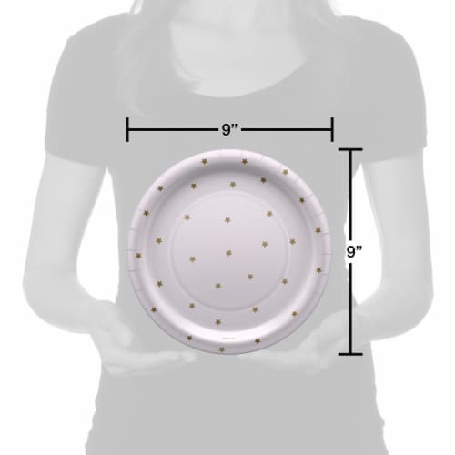 American Greetings Paper Plates Gold Stars on White Perspective: left