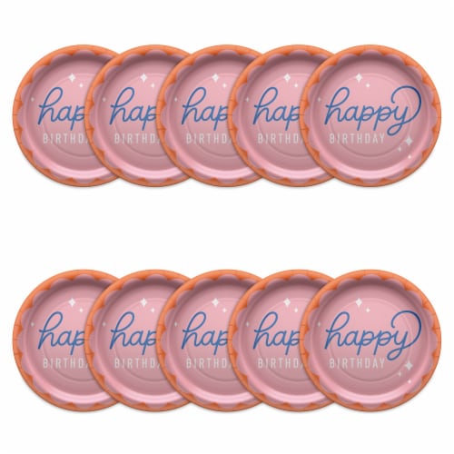 American Greetings Happy Birthday Paper Plates - Pink Perspective: left