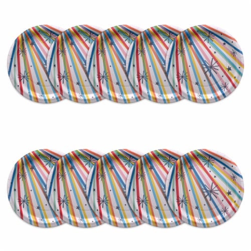 American Greetings Paper Plates 10 Count - Multi-Colored Lines Perspective: left