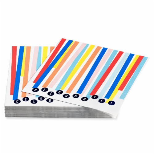 American Greetings 20-Count Birthday Lunch Napkins, Colorful Streamers Perspective: left