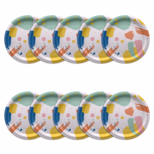 American Greetings  9" Paper Plates Colorful Brush Strokes Perspective: left