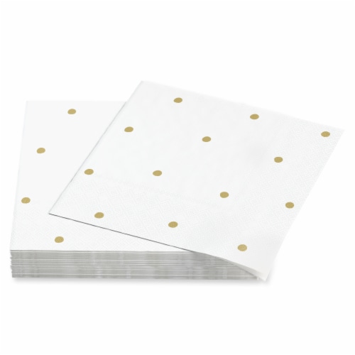 American Greetings 20-Count Beverage Napkins, Gold Polka Dots Perspective: left