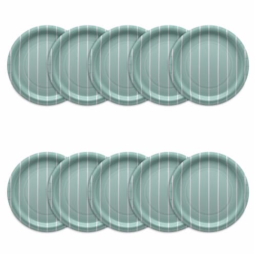 American Greetings 9 Inch Paper Plates - Stripes On Green Perspective: left