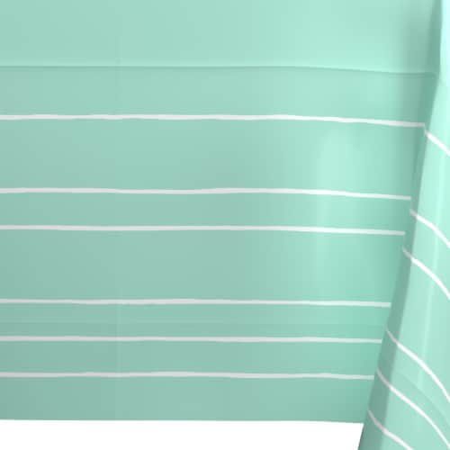 American Greetings Plastic Table Cover - Green With White Striped Perspective: left