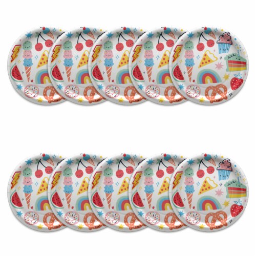American Greetings 9 Inch Paper Plates - Food on White Perspective: left