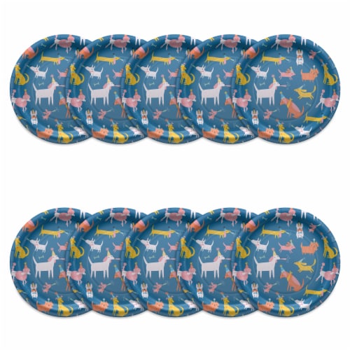 American Greetings 9 Inch Paper Plates - Colorful Dogs Perspective: left