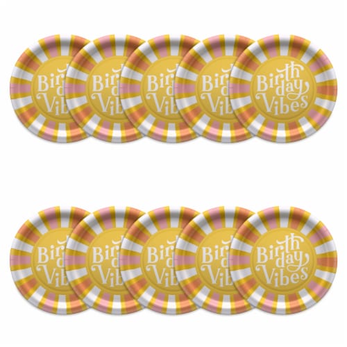 American Greetings Birthday Paper Plates- Birthday Vibes Perspective: left