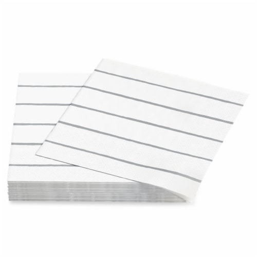 American Greetings Beverage Napkins Silver Stripes on White Perspective: left
