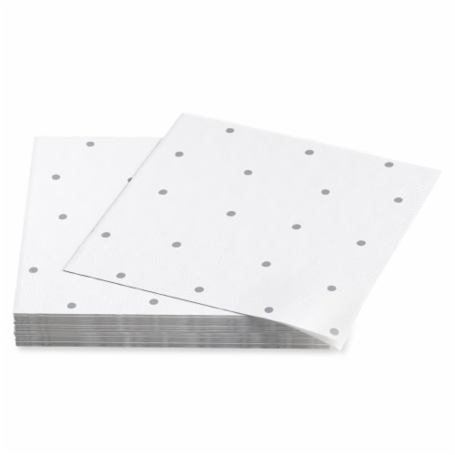 American Greetings 20-Count Lunch Napkins, Silver Polka Dots Perspective: left
