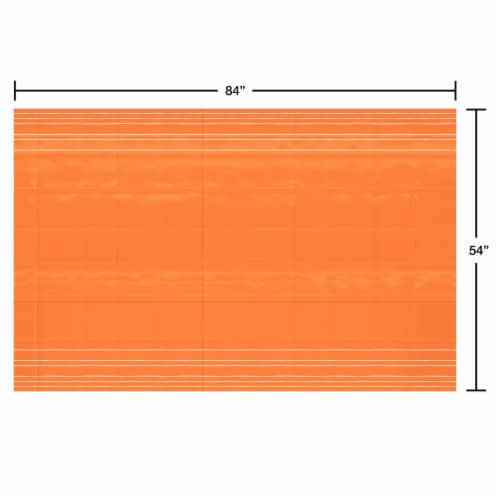 American Greetings Plastic Table Cover, Orange with White Striped Perspective: left