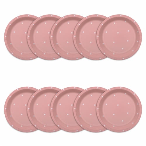 American Greetings Polka Dot Paper Plates - Pink Perspective: left