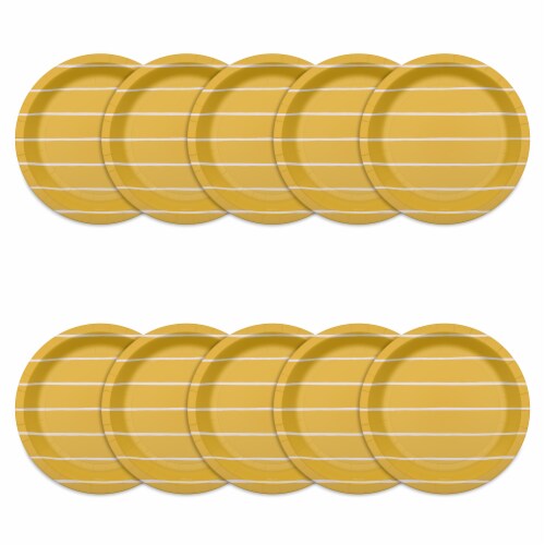 American Greetings Paper Plates 10 Count - Stripes on Yellow Perspective: left