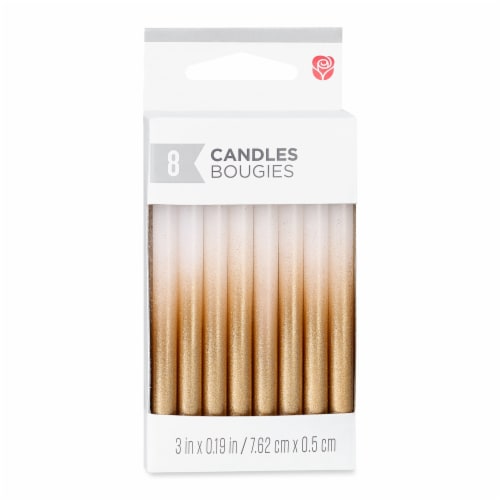 American Greetings Birthday Candles - White and Gold Ombre Perspective: left