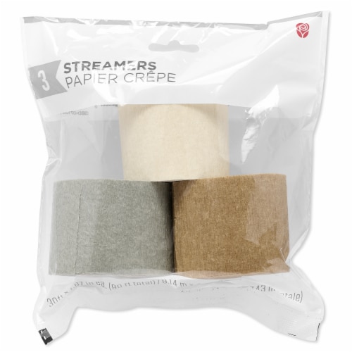 American Greetings Crepe Paper Streamers - Silver White and Gold Perspective: left