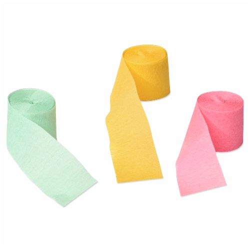 American Greetings Crepe Paper Streamers - Pink Yellow and Green Perspective: left
