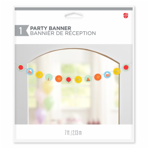 American Greetings 7 Foot Party Banner - Birthday Icons Perspective: left