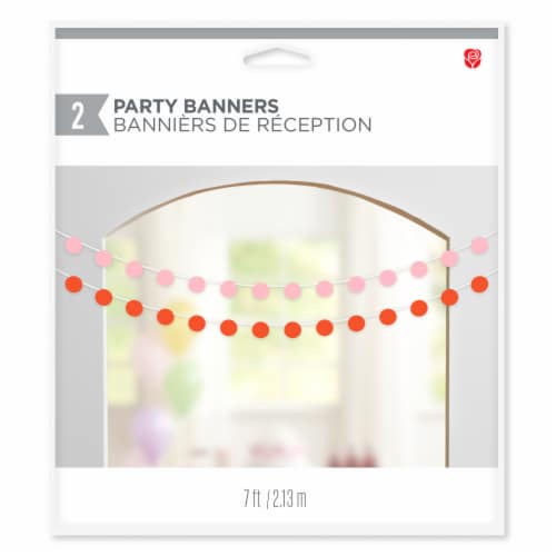 American Greetings 7 Foot Party Banner - Pink and Orange Circles Perspective: left