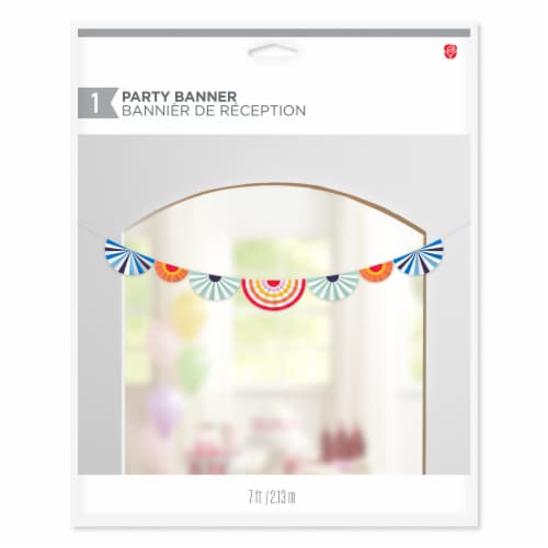 American Greetings 7 Foot Party Banner - Multicolor Paper Fans Perspective: left