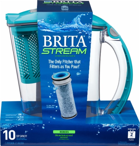 Brita Large Lake Blue Stream Water Fitler Pitcher with Stream Filter Perspective: left